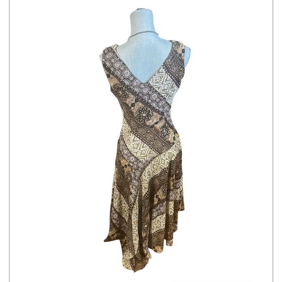 Rabbit Rabbit Rabbit Brown and Cream Geometric Midi Dress 4 (5165) - Picture 2 of 6